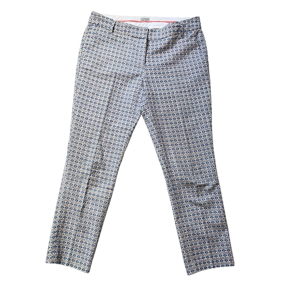 Paraphrase blue and white pattern ankle trouser pant size 8
